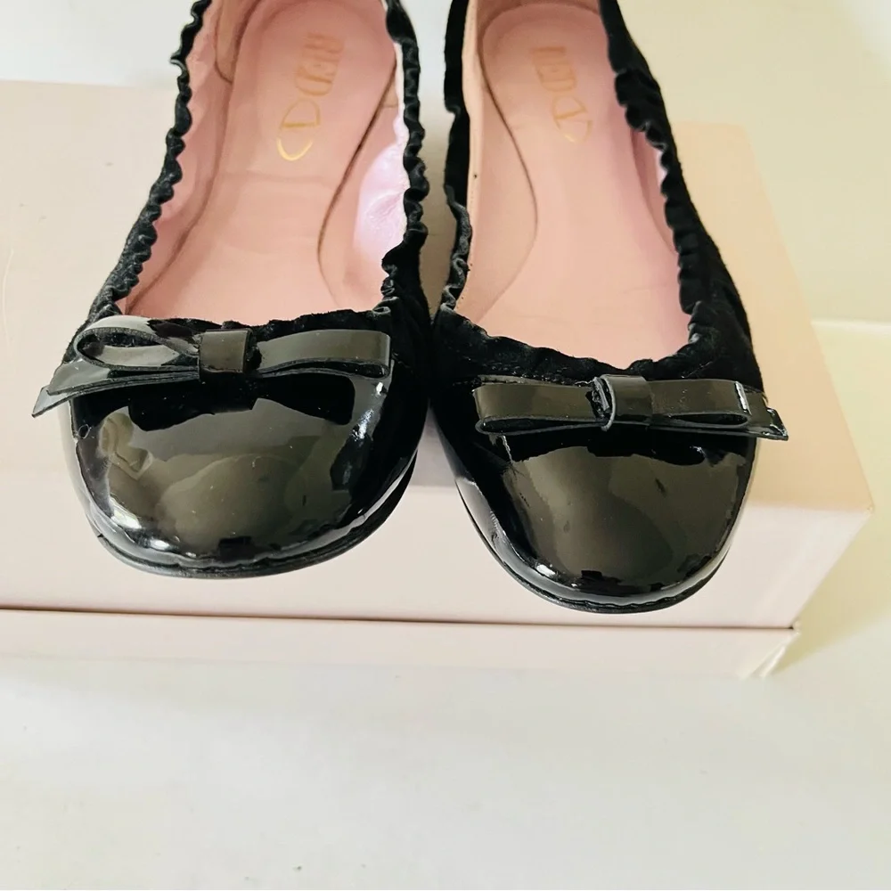 Valentino red black patent and velvet ballet slippers